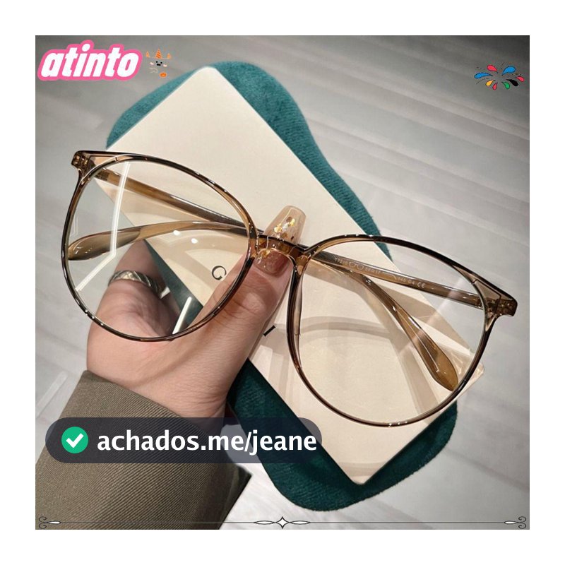 Óculos De Armação Redonda Grande ATINTO , Retrô Femininos Masculinos Anti-Luz Azul , Foscos Da Moda