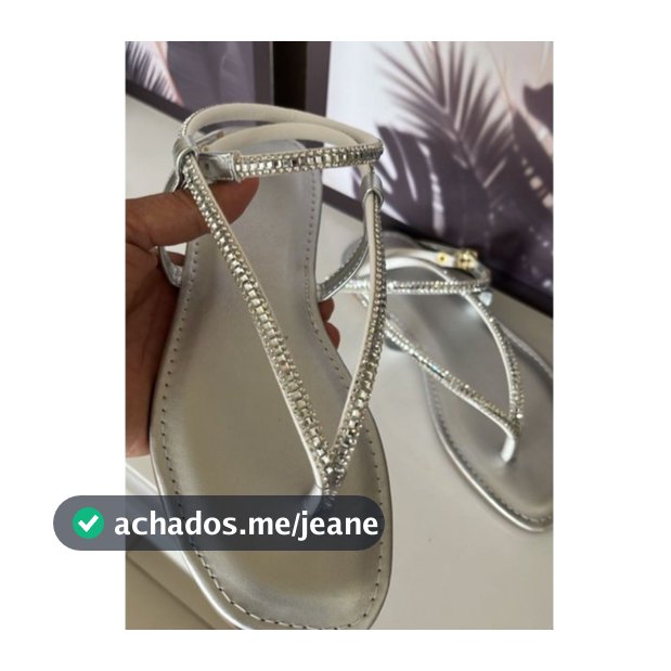 Sandalia Rasteirinha Confortável com brilho de Stras 011. Rasteirinha Prata