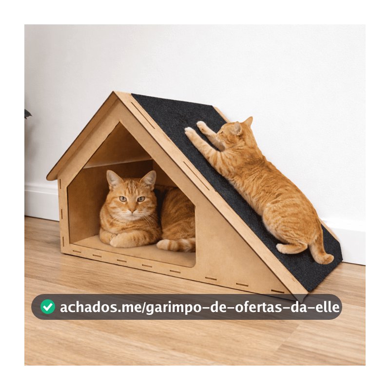 Rampa Casa de Gato Toca Para Gatos Arranhador Brinquedo Playground MDF Carpete 30x47x30cm