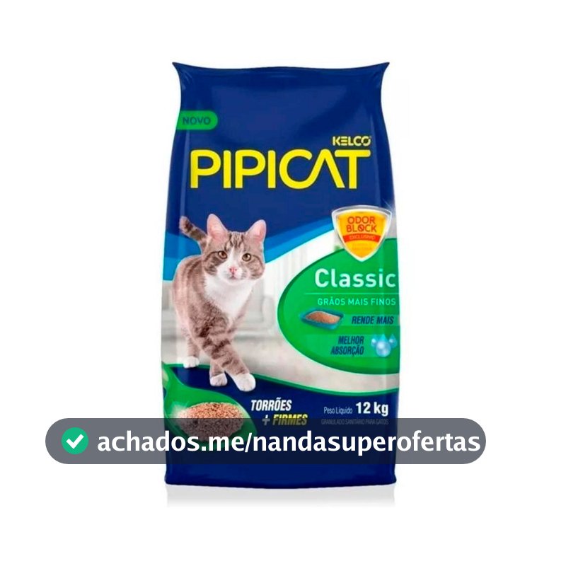 Areia para Gato Classic 12kg Pipicat