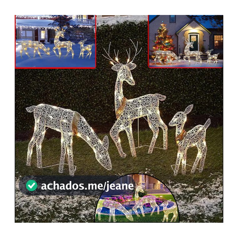 3 Pçs Arte De Ferro Elk Veados Decoração Do Jardim De Natal Com Luz LED Brilhante Glitter Rena Casa Ao Ar Livre Quintal