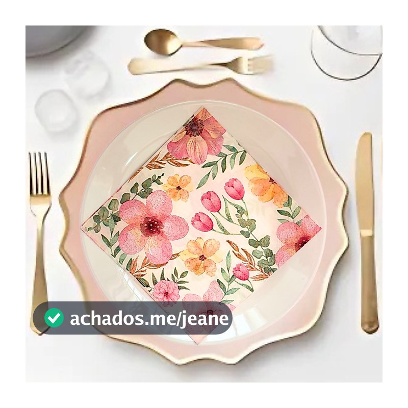 Guardanapo de papel decorado 20 unidades flores coloridas rosa mesa posta 33x33cm toalha de papel