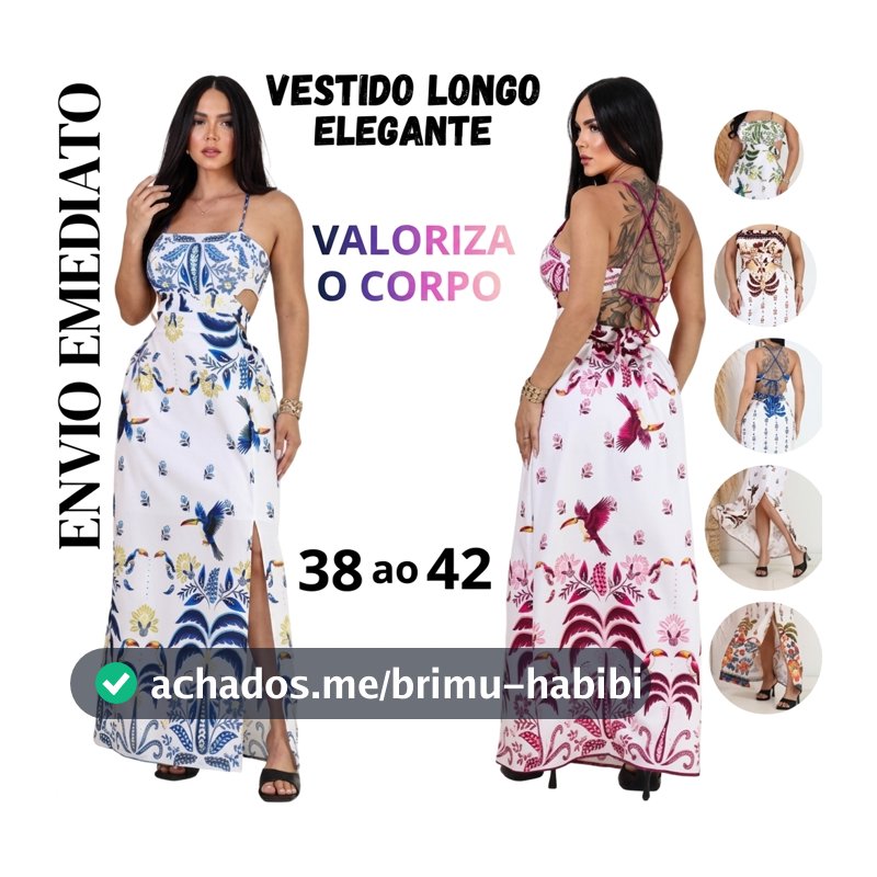 vestido longo feminino estampado casual fresquinho y amarração cruzada nas costa, veste 38 ao 42 .
