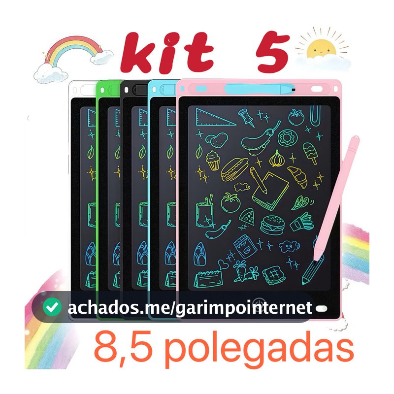 Kit 5 Lousa Mágica Tela Lcd Tablet Infantil De Escrever E Desenhar 8.5 Polegadas brinquedo infantil Para