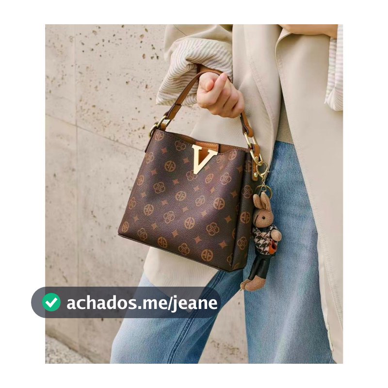Bolsa Feminina de Ombro e Transversal com Chaveiro de Pelúcia