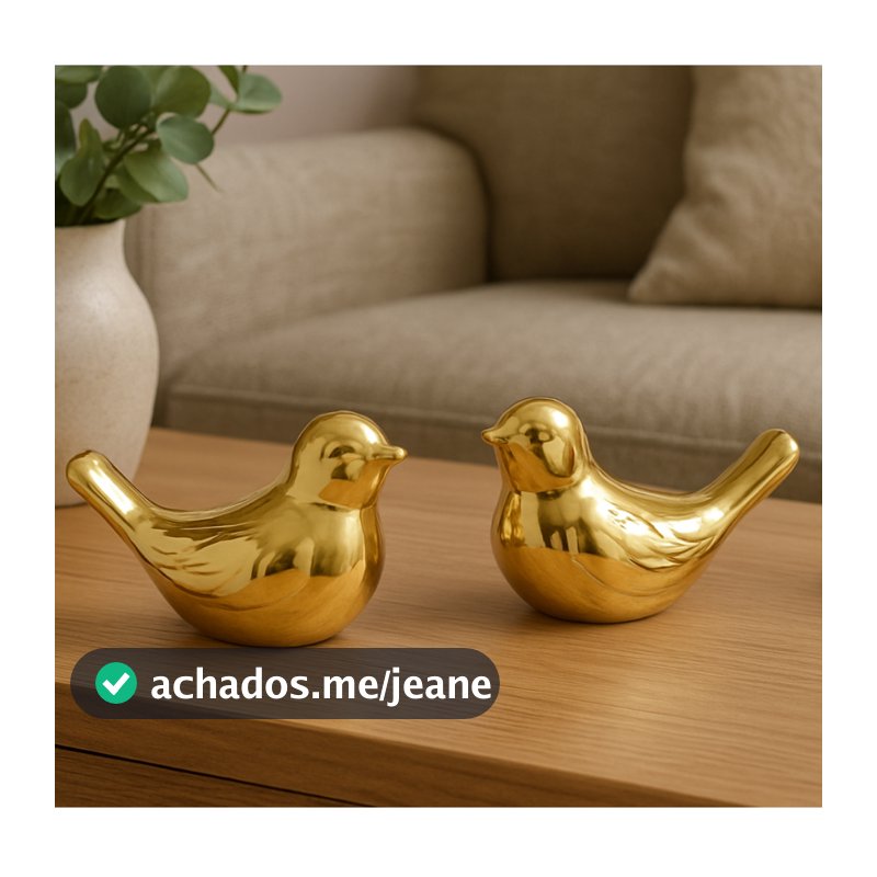 Enfeite Casal de Passarinhos Decorativo Pequeno Dourado Rose Prata Decoração Rack Sala Aparador