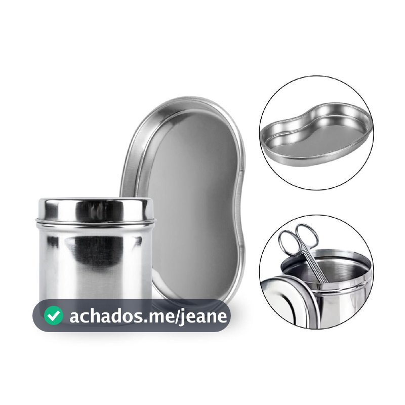 Kit Bandeja Cuba Rim Aço Inox + Porta Gaze Odonto Podologia Manicure Consultório Higienização