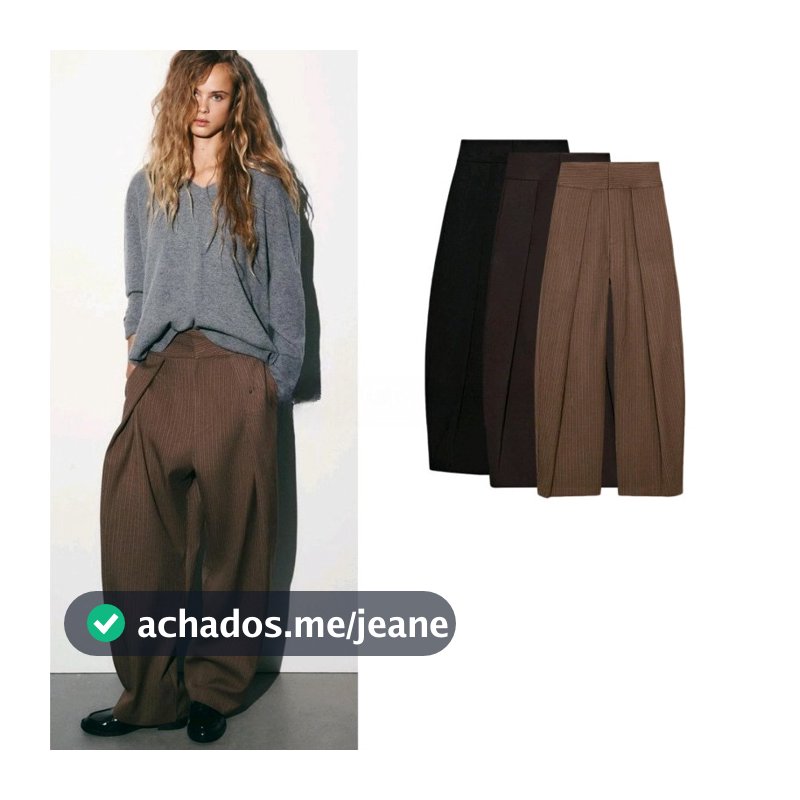 Primavera novo estilo feminino balão versão cintura alta calças plissadas 3067407