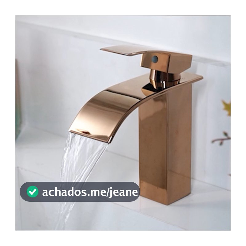 Torneira Banheiro Monocomando Misturador Cascata Rose Gold