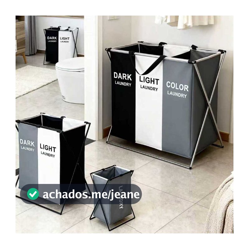 Cesto Roupa Suja 1/2/3 Divisórias Organizador Lavandeira
