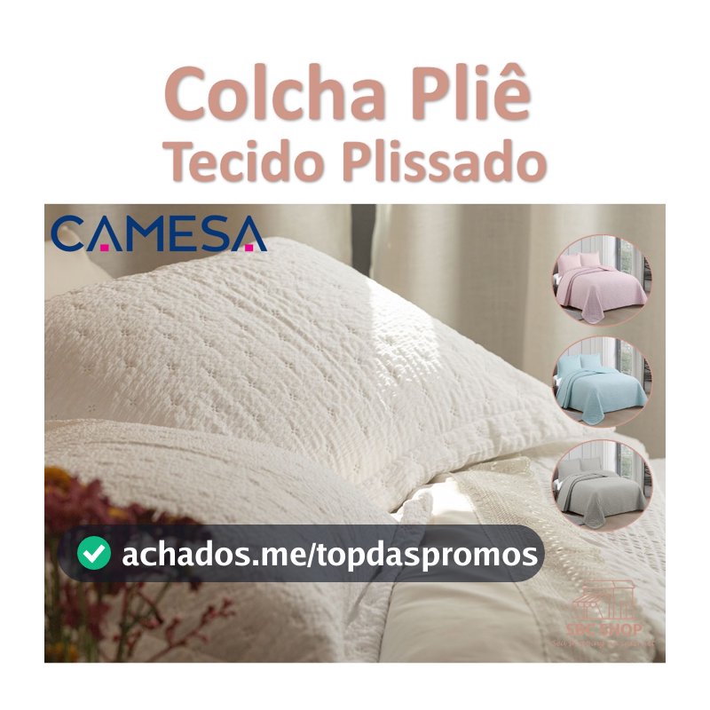 Colcha Solteiro Casal Queen King Pliê Tecido Plissado Camesa