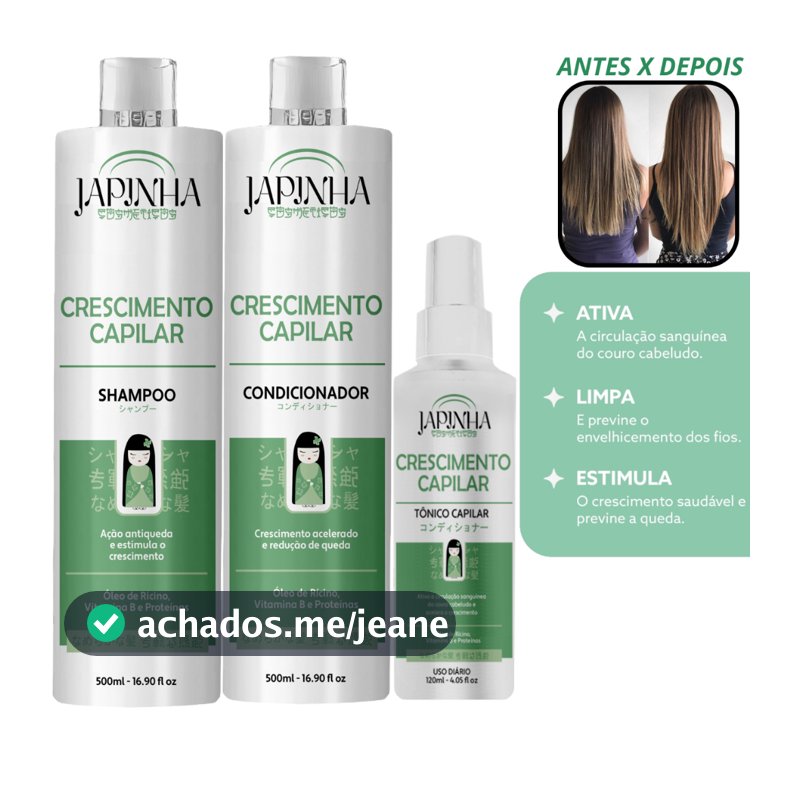 Kit Crescimento Shampoo Condicionador + Tônico Capilar Acelerado Crescimento Fortalecedor