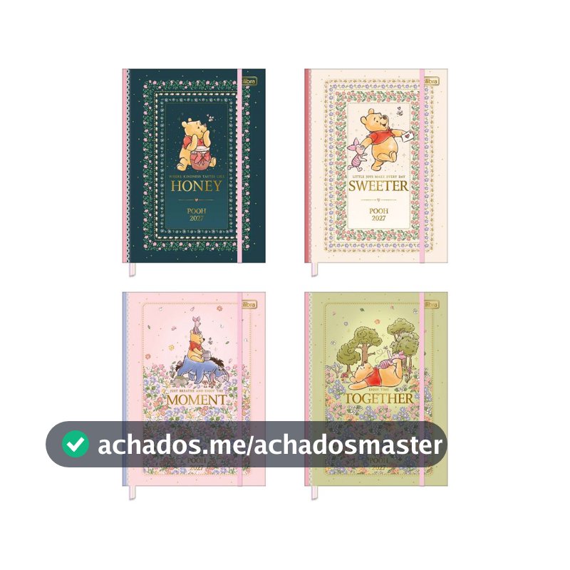 Agenda Costurada Vintage 2027 Winnie The Pooh 17,6 x 23,9 cm 176 Folhas - Tilibra | Vintage
