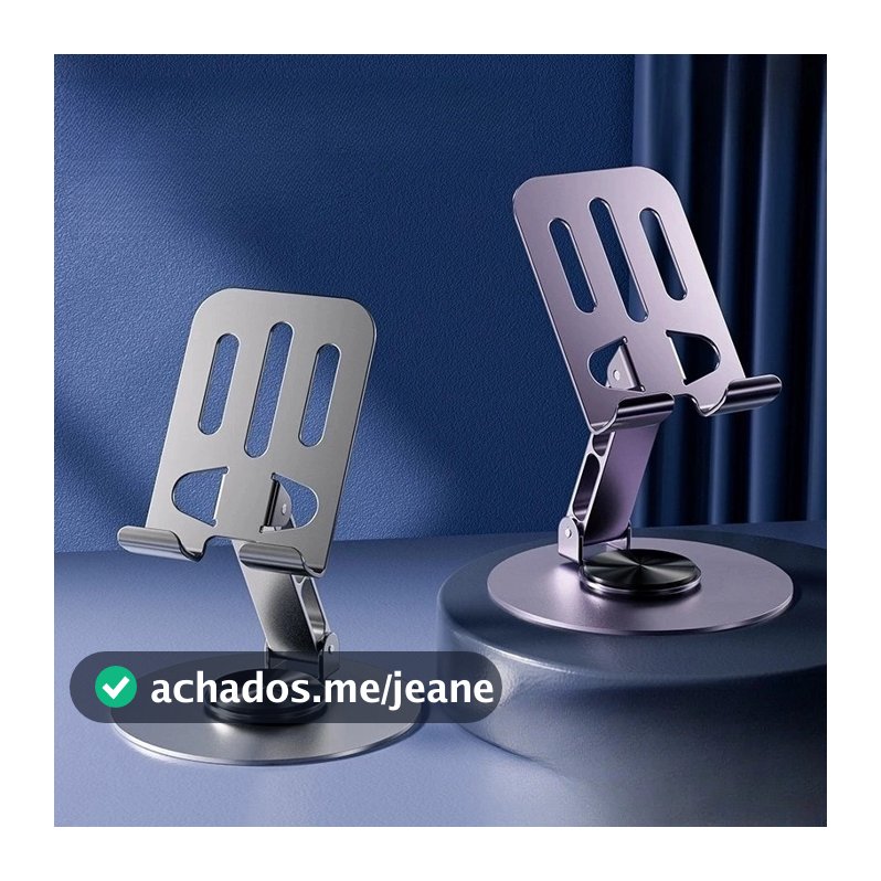Suporte de Mesa para Celular/Tablet | Alumínio Resistente + Rotatória 360º Ajustável