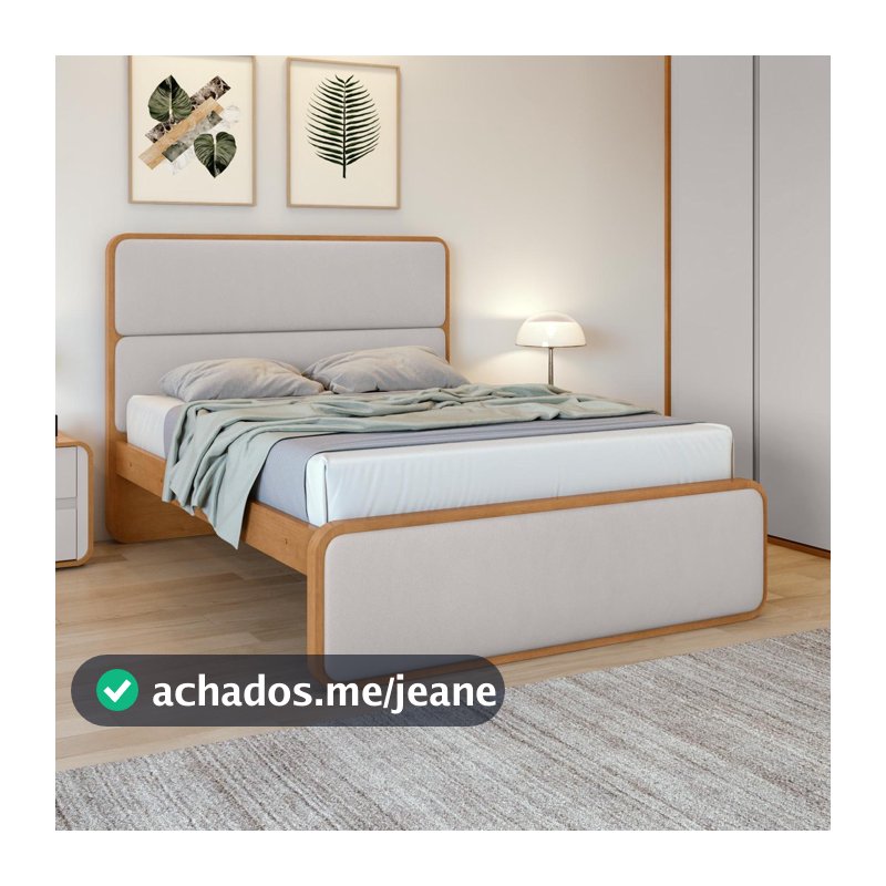 Cama Casal 1,40 Easy Like Tecido Corano Bege Amendoa Clean