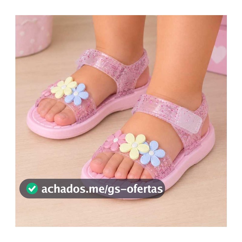 Sandália Infantil Papete Menina Chinela Percata Velcro Leve Antiderrapante Cor Rosa Brilho Confortável Tendência Promoçã