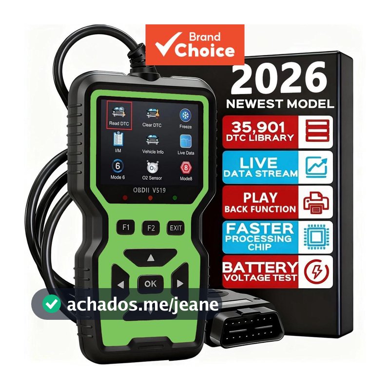 V519 Obd2 Eobd Scanner Leitor De Código Diagnóstico De Falhas De Carro Dados Ao Vivo Dtc Ferramenta Transparente