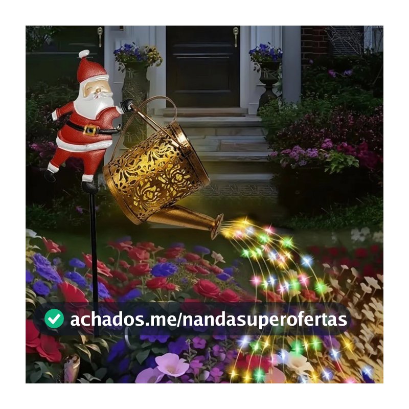 Natal Santa Chaleira Solar Luzes Jardim Gramado De Papai Noel Rega Pode