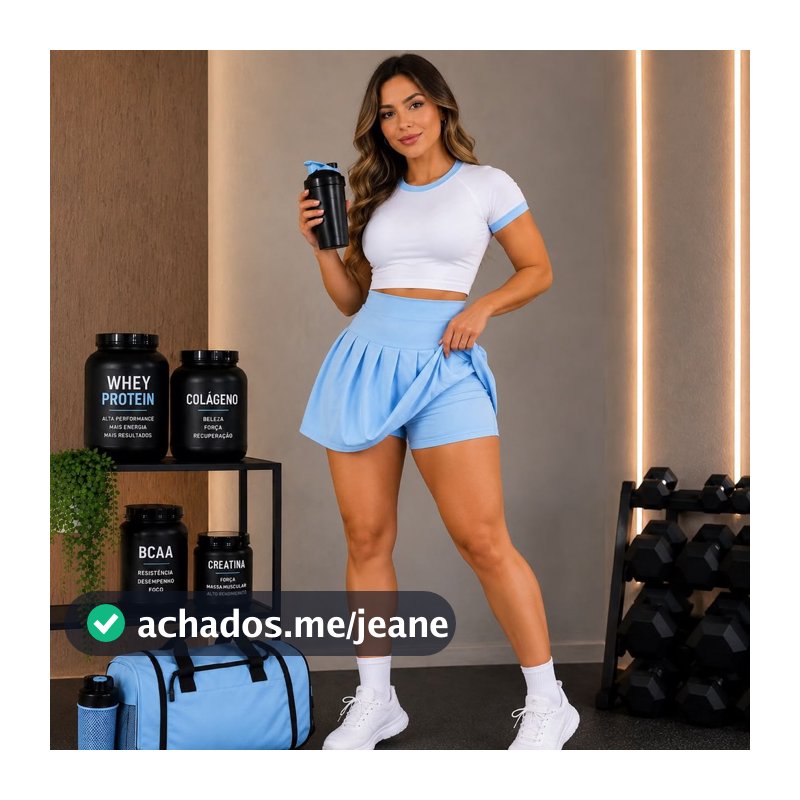 Conjunto Diva Fit Cropped Manga Curta Saia Short