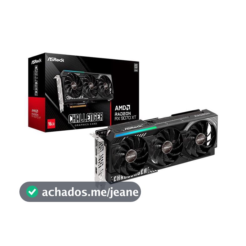 Placa de Video AsRock Radeon RX 9070 XT Challenger, 16GB, GDDR6, 256-bit, 90-GA61ZZ-00UANF