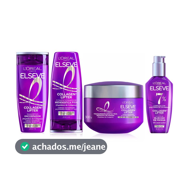 KIT ELSEVE COLÁGENO LIFTER SHAMPOO + COND + MÁSC + SÉRUM - 4 ITENS