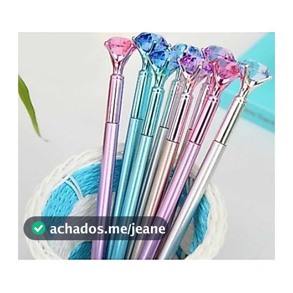 KIT 10 Canetas Diamante ou Flor Cristal Esferográfica Ponta Fina