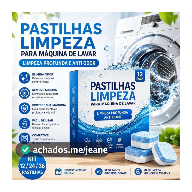 Pastilhas Efervescentes Limpeza Máquina de Lavar Roupa Anti Odor Limpeza Profunda Kit 12/24/36 Unidades