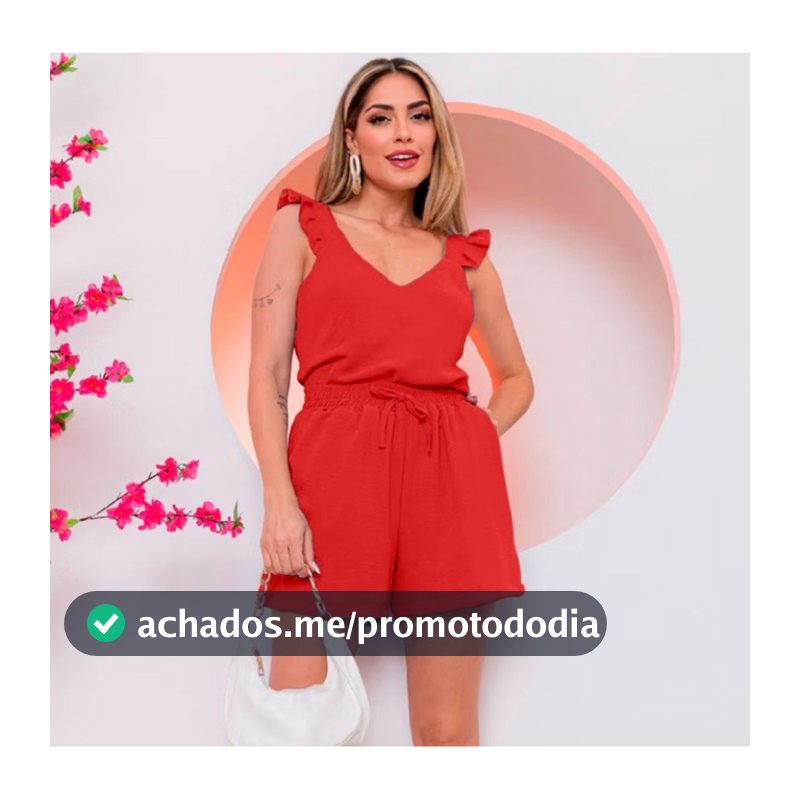 Conjunto Feminino Leve Regata e Short com Babado
