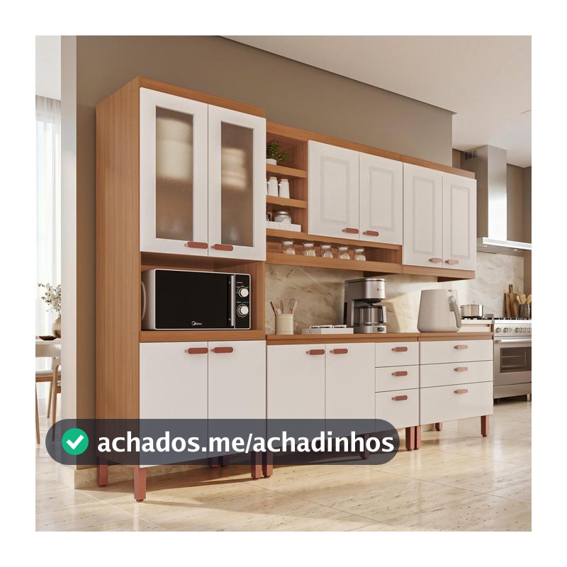 Cozinha Modulada Completa Móveis Home 100% MDF 10 Portas e 6 Gavetas