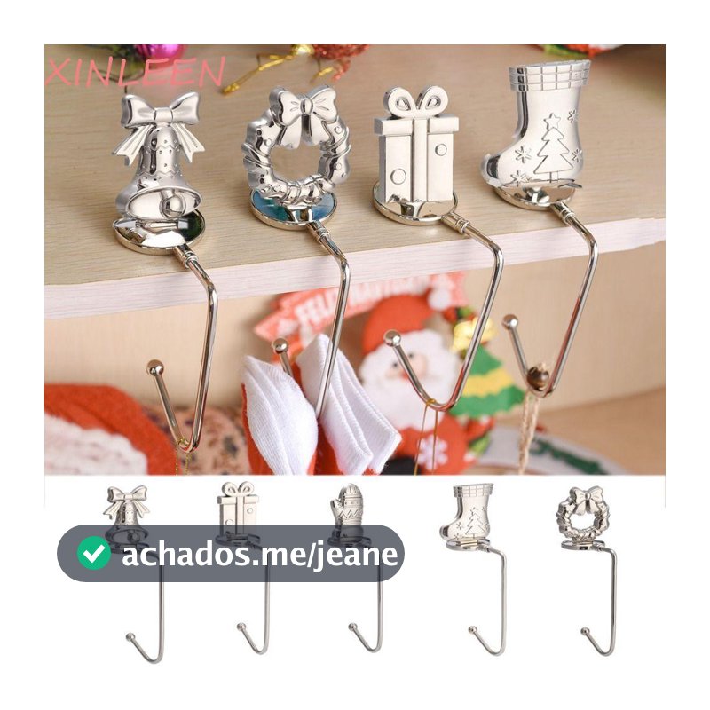 Gancho De Meia Para Lareira De Natal XINLEEN , Suporte Decorativo Meias De Guirlandas Antiferrugem , Ferro