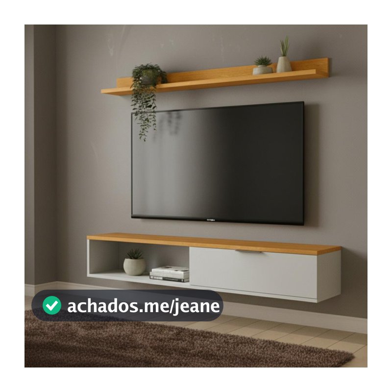 Rack Tv 55 Pol. Suspenso 136cm 1 Porta Lila Off/Nature Z49  - Mpozenato