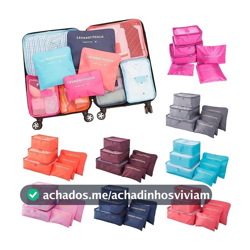Organizador de Mala de Bagagem Viagem Kit 6 Peças Bolsa