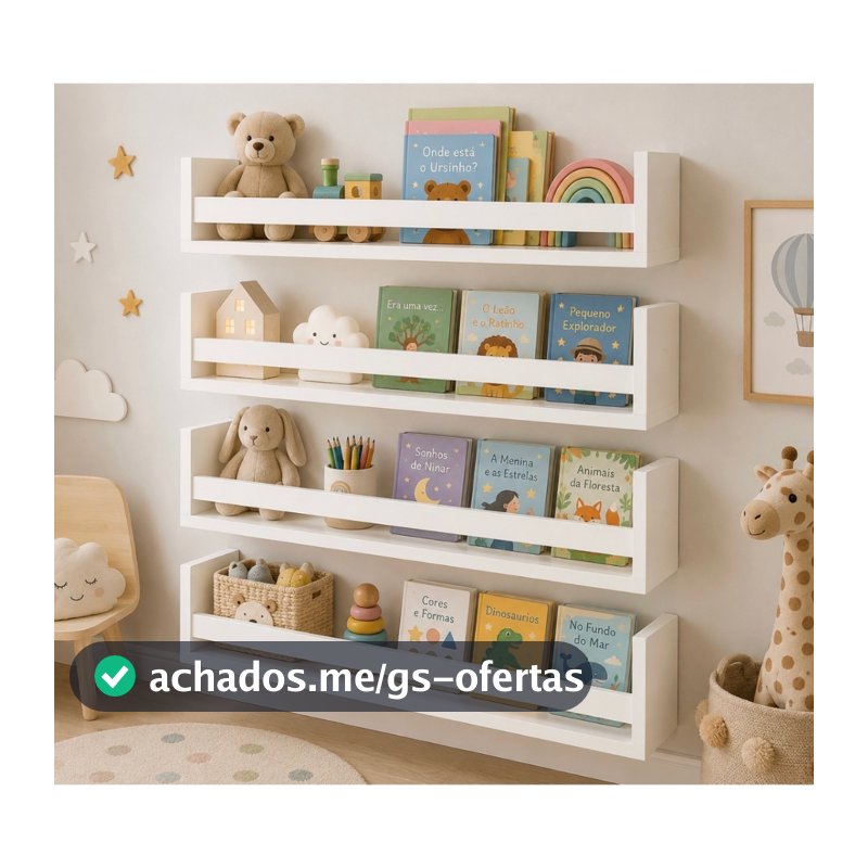 Nicho Prateleira Livros Infantil Montessori MDF 15mm 60cm Já Montada Nicho Parede Decorativa Organizador Quarto Bebê