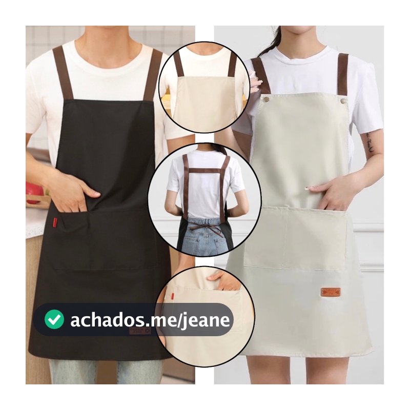 Avental de cozinha resistente a óleo e água, com grandes bolsos frontais e babador ajustável 01-002