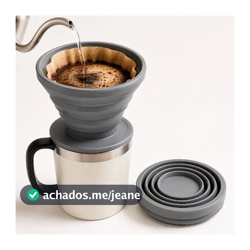 Coador de Café Dobrável Retrátil em Silicone – Compacto para Casa, Camping e Viagens