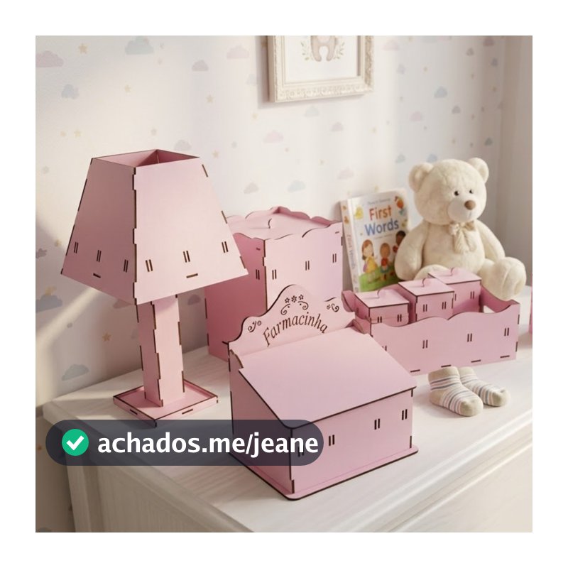 Kit Higiene Bebe Mdf 6 Peças - Escolha sua cor