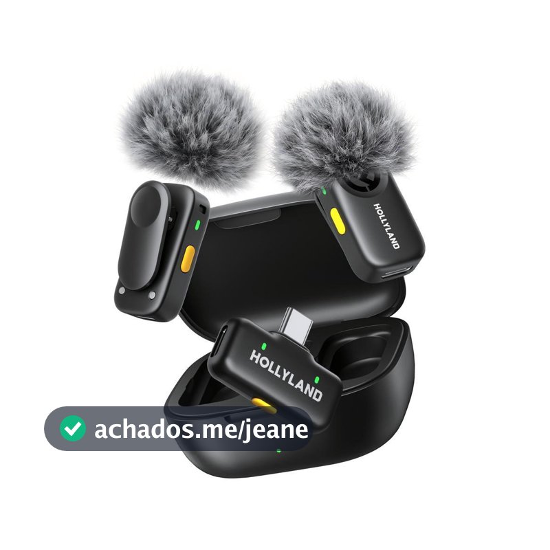 Microfone Sem Fio Hollyland Lark A2 USB-C Lapela Discreto Pequeno com Cancelamento de Ruído IA