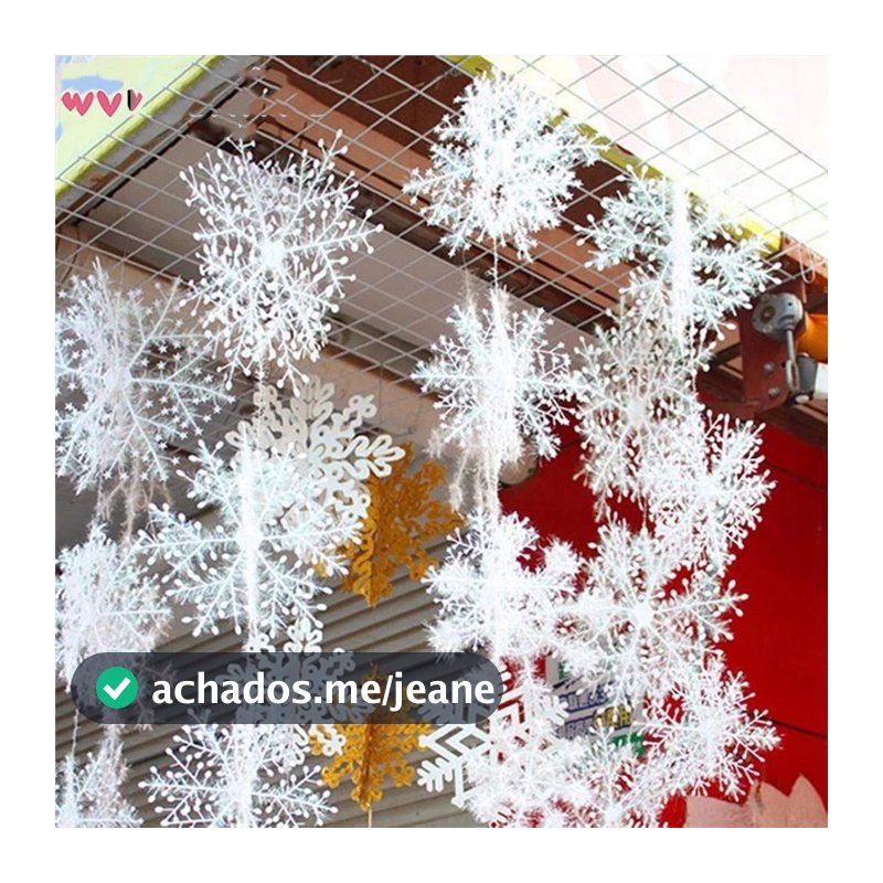 30pcs Pingentes De Flocos De Neve Branco De Natal Para Decoração De Árvore De Natal