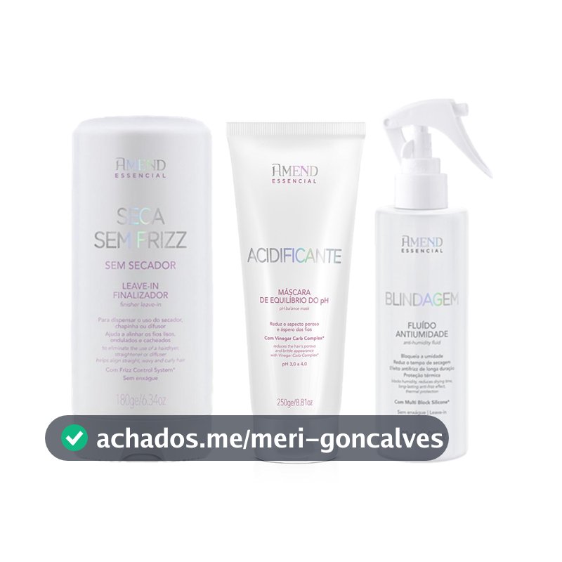 Amend KIT Seca Sem Frizz Leave-in 180g + Acidificante Máscara 250g + Blindagem Antiumidade 180ml
