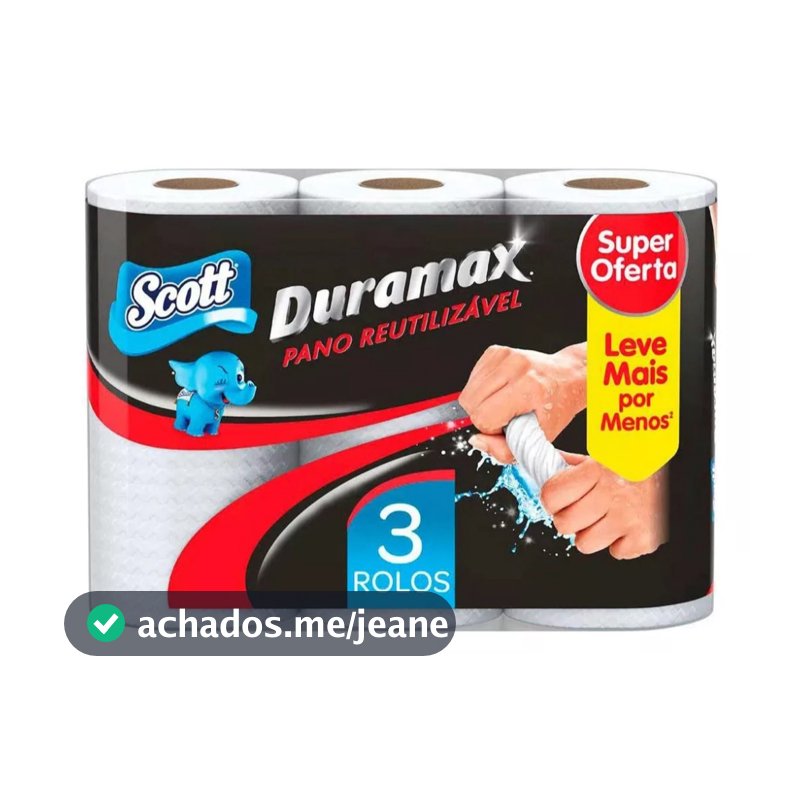 Kit Pano Reutilizável Multiuso Scott Duramax C/3 Rolos 174 Panos Cor Branco