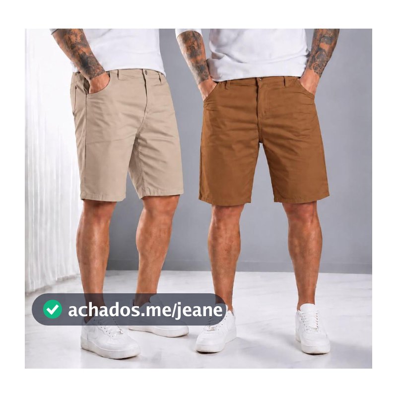KIT 2 Bermuda Sarja Masculino Slim Brim Premium para Homens Modernos