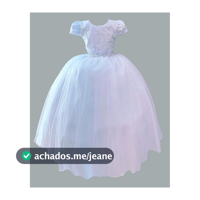 Vestido Infantil Branco Longo Daminha Batizado Casamento Comunhão