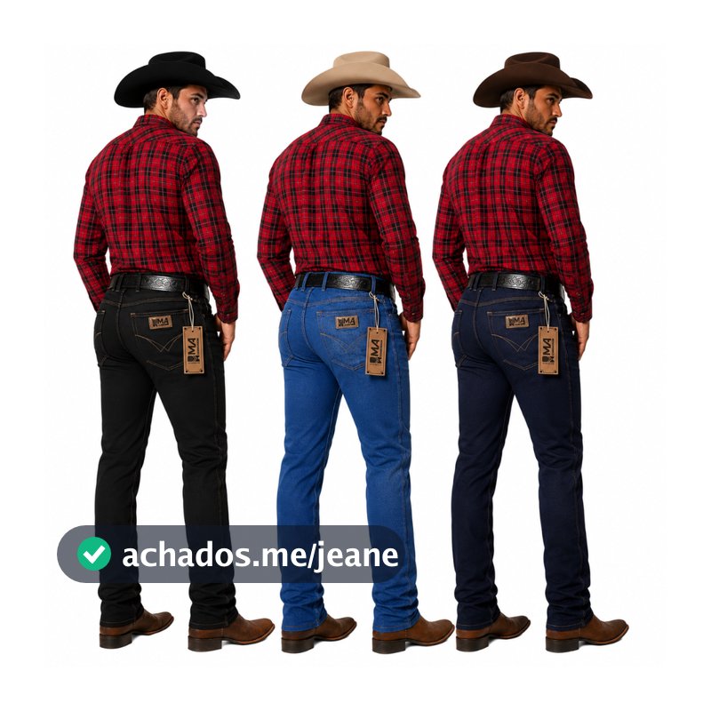 Calça Jeans Masculina Country Elastano Rodeio para Botas e Botinas