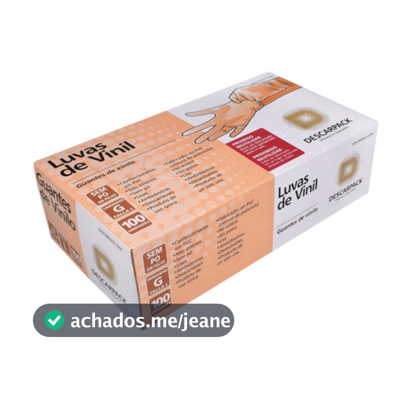 Luva de Vinil Descartável Sem Pó Descarpack 100un