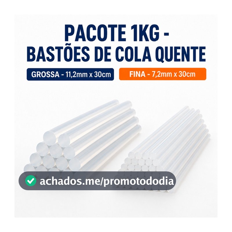 Bastão Cola Quente Refil Transparente 30cm Fina 7mm ou Grossa 11mm Pacote 1kg LeoArte