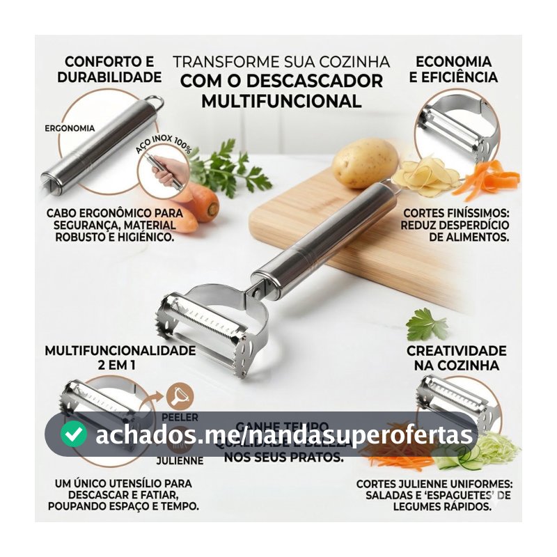Descascador e Ralador Aço Inox para Frutas e legumes