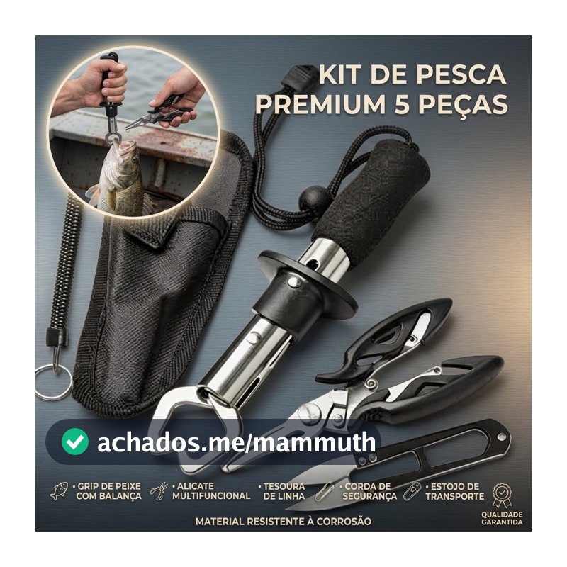 Kit 3/5 Fishing Pliers Complete Set Multifunction Tool Curved Nose Lip Strip Fish, Stainless Steel Control Scissors
