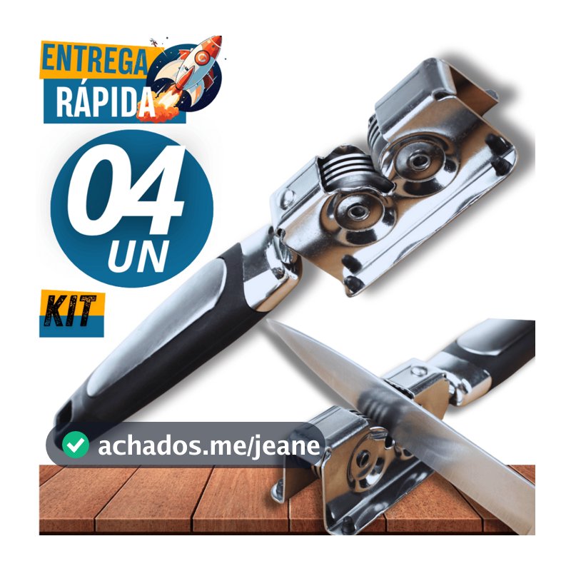 Combo com 04 Amolador Afiador de Faca Profissional de Inox para Facas e Tesouras Cozinha Premium Utilidades