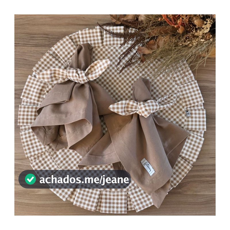 Kit Completo 2, 4, 6, 8 Jogos Americanos quadriculado bege Mesa Posta com Guardanapos e Porta Guardanapos, Supla