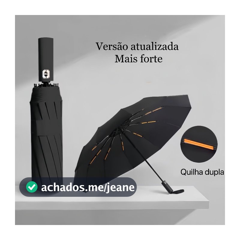Guarda Chuva Automático Abre E Fecha Reforçado Contra Vento Proteção Solar Blackout  Quilha Dupla